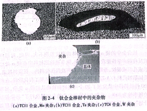 钛合金棒材中的夹杂物