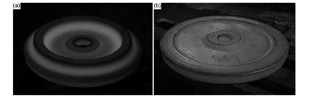 图1 TA29钛合金整体叶盘锻件  Fig.1 TA29titanium alloy compressor blisk forging  (a)I型[8];(b)II型(a)the I type[8];(b)the II type