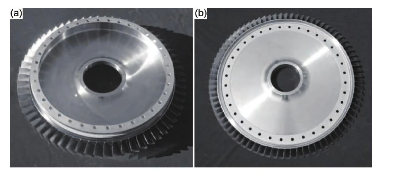 图2 TA29钛合金整体叶盘零件  Fig.2 TA29titanium alloy compressor blisk parts  (a)I型;(b)II型(a)the I type;(b)the II type